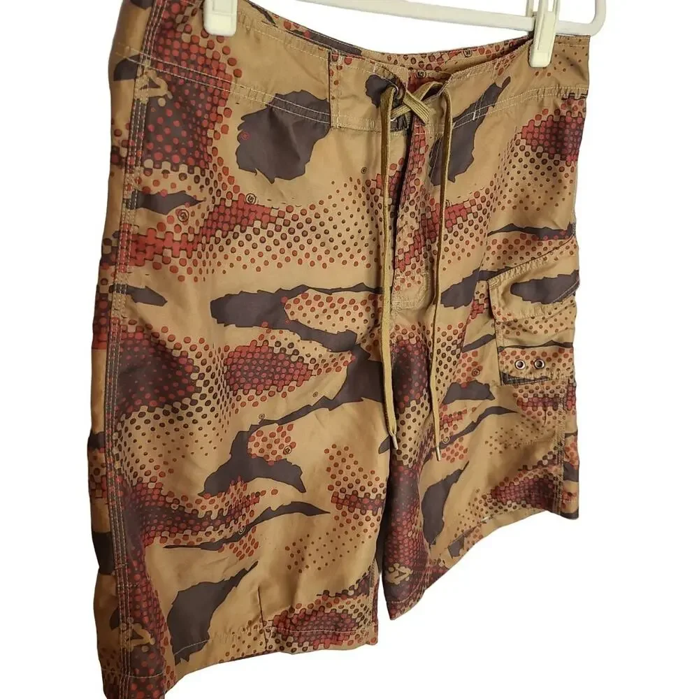 Burton Mens Brown Camouflage Apres Board Shorts Size M Swim Trunks Beach Travel